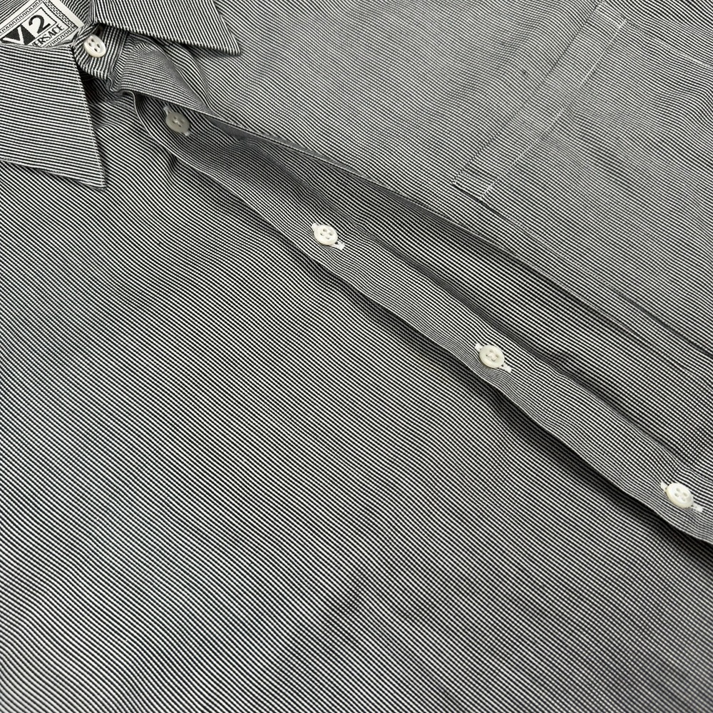 Vintage Versace V2 Shirt Mens Large 17 Black Striped Made USA Cotton Classic 90s - Picture 7 of 12